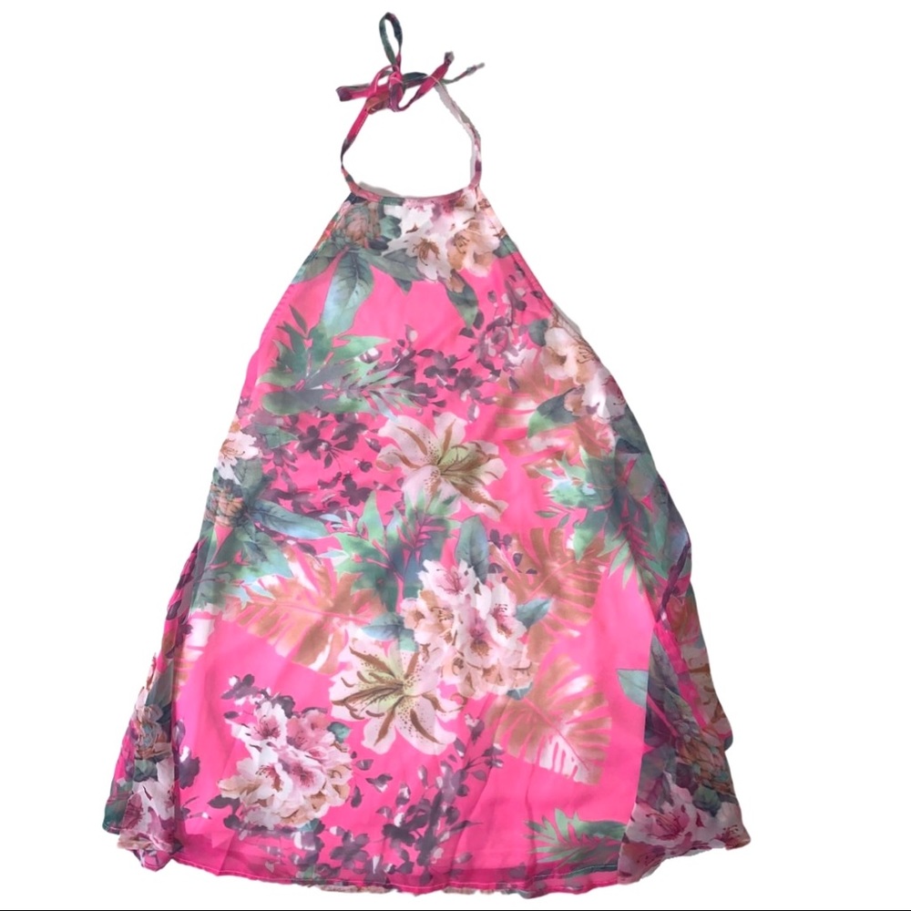 Show Me Your Mumu Katy Halter Dress Tropical Barbie Pink